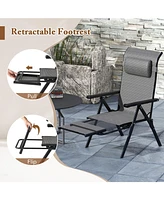 Gymax Folding Patio Chairs Set of 2 Lounge Chairs w/ 10-Level Adjustable Backrests