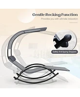 Gymax Outdoor Double Chaise Rocker Rocking Daybed Sun Lounger w/ Sun Shade Canopy