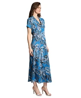 Jones New York Petite Short Sleeve Maxi Shirt Dress