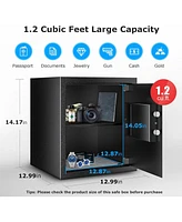 Bonsaii Steel Safe Box with Digital Keypad Lock, 1.2 Cubic Feet Security Document Safe with Removable Shelf for Home, Hotel, Office, Valuables, Money,
