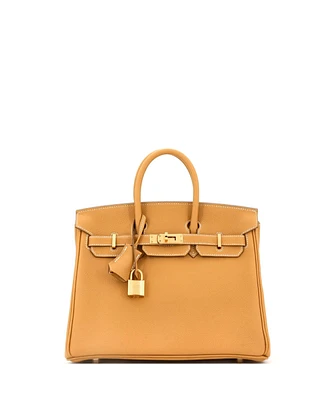 Pre-Owned Hermes Birkin 25 Handbag Brown Maurice with Gold Hardware