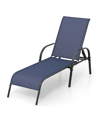 Gymax Lounge Chair Chaise Adjustable Reclining Armrest Patio