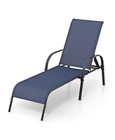 Gymax Lounge Chair Chaise Adjustable Reclining Armrest Patio