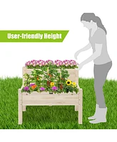 Gymax 2 Tier Wooden Raised Garden Bed Elevated Planter Box w/Legs Drain Holes