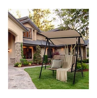 2-Seat Outdoor Canopy Swing with Comfortable Fabric Seat and Heavy-duty Metal Frame