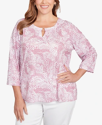 Hearts Of Palm Plus Printed Forest Path Slub Top