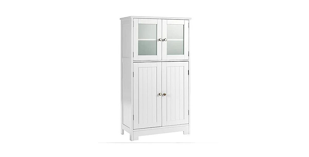 Bathroom Floor Storage Locker Kitchen Cabinet with Doors and Adjustable Shelf