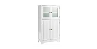Bathroom Floor Storage Locker Kitchen Cabinet with Doors and Adjustable Shelf