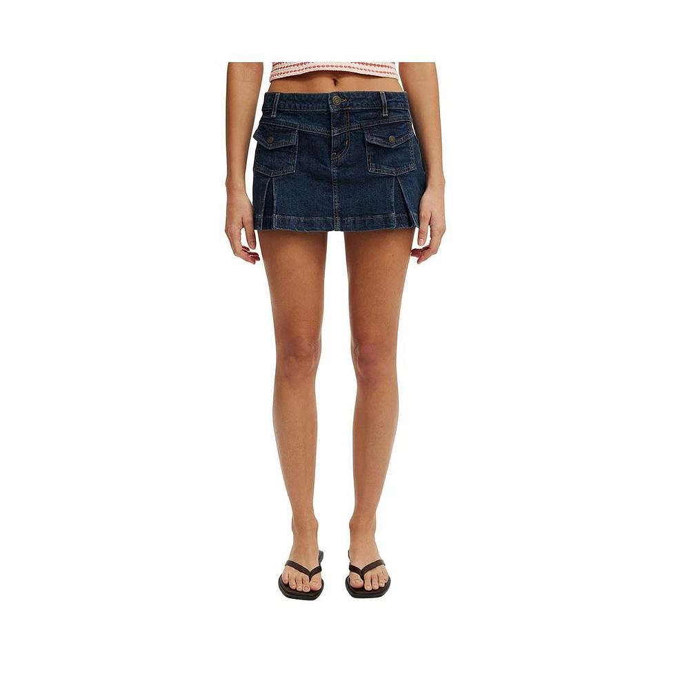 Cotton On Women's Micro Pleat Denim Skirt