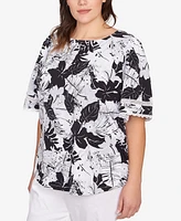 Ruby Rd. Plus Tropical Layered Print Top