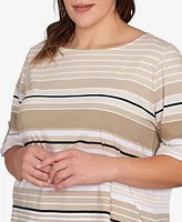 Ruby Rd. Plus Multi Stripe Roll Tab Top