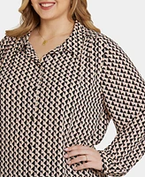 Nydj Plus Modern Blouse Point Collar Top