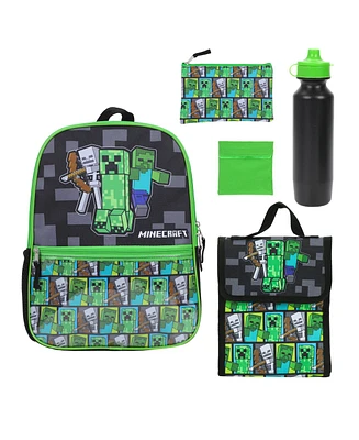 Bioworld Minecraft Backpack, 5 Piece Set
