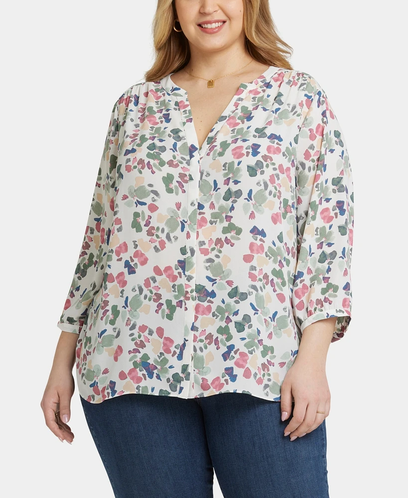 Nydj Plus Pintuck Blouse Sleeve Top