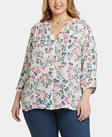 Nydj Plus Pintuck Blouse Sleeve Top
