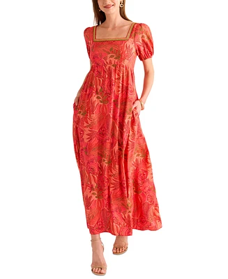 Vince Camuto Women's Printed Square-Neck Maxi Dress