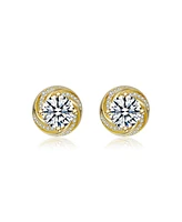 Clear Cubic Zirconia Whirl Pool Inspired Stud Earrings