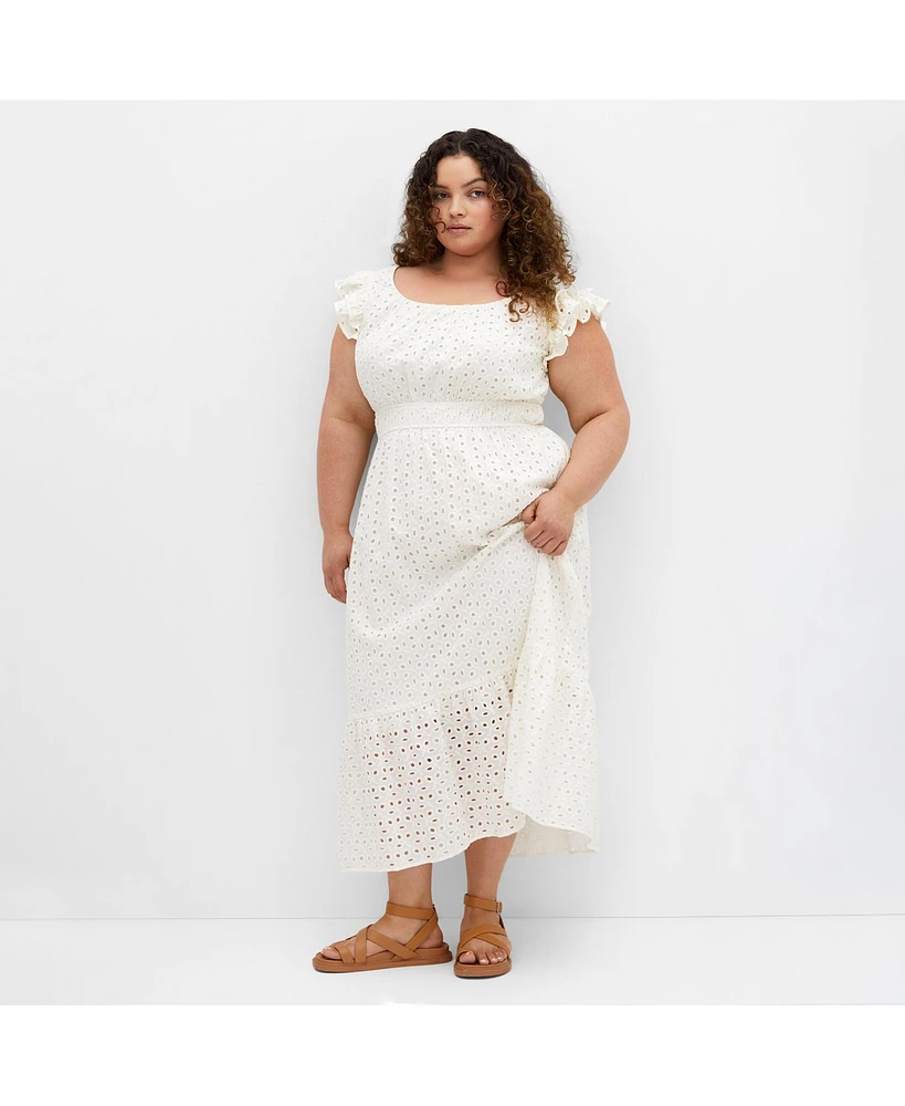 City Chic Plus Sweet Broderie Midi Dress