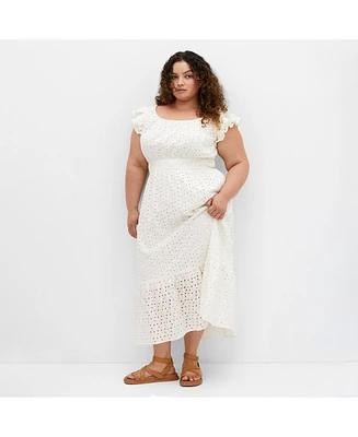 City Chic Plus Sweet Broderie Midi Dress