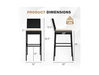 Patio Bar Stools Set of 4 with Footrest and Backrest for Comfortable and Stylish Outdoor Seating