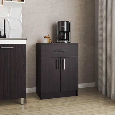 Barbados Pantry Organizer Cabinet with One Drawer, Two Interior Shelves, and Two Doors, Black Wengue