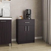 Barbados Pantry Organizer Cabinet with One Drawer, Two Interior Shelves, and Two Doors, Black Wengue