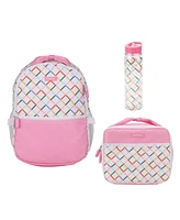 Packed Party Colorful Connecting Squares Youth Girl White 17” Backpack Set