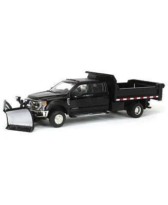 1/64 2020 Ford F-450 Xlt Super Duty Dually with V-Plow & Dump Bed Black 51396-a