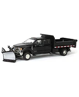 1/64 2020 Ford F-450 Xlt Super Duty Dually with V-Plow & Dump Bed Black 51396-a