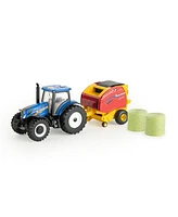 Ertl 1/64 Special Edition New Holland Dairy Barn Set with T6.164 Tractor and Roll-Belt 560 Baler