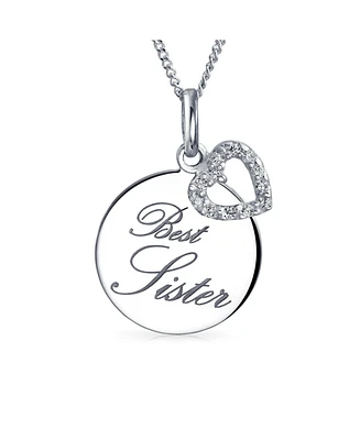 Bling Jewelry Circle Disc Bff Best Friends Sorority Words Best Sisters Pendant Necklace For Women .925 Sterling Silver