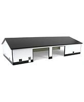 1/64 White & Black 60ft x 120ft Wood Implement Shed w/ Double Side Doors Sta-218
