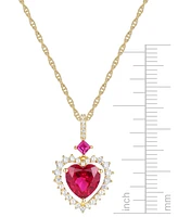 Lab Grown Ruby (2-5/8 ct. t.w.) & Lab Grown White Sapphire (1/3 ct. t.w.) Heart 18" Pendant Necklace in 14k Gold-Plated Sterling Silver