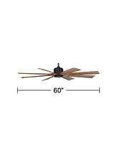 60" Defender Modern Industrial Indoor Outdoor Ceiling Fan with Remote Control Matte Black Hand-Painted Koa Damp Rated for Patio Exterior House Ho