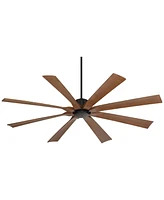 70" Defender Modern Industrial Indoor Outdoor Ceiling Fan with Remote Control Matte Black Hand-Painted Koa Damp Rated for Patio Exterior House Ho