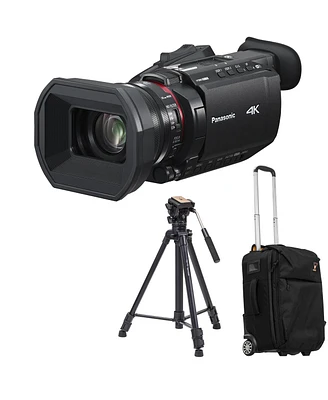 Panasonic Hc-X1600 4K Camcorder, Bundle with 3-Section Aluminum Video Tripod and Roller Bag