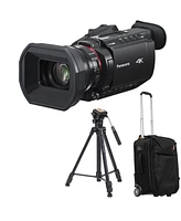 Panasonic Hc-X1600 4K Camcorder, Bundle with 3-Section Aluminum Video Tripod and Roller Bag
