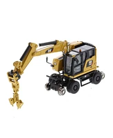 1/87 Caterpillar Railroad Wheeled Excavator, Cat Yellow Version with Tools