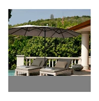 15 Feet Double-Sided Outdoor Patio Umbrella with Crank without Base