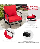 Gymax 3 Piece Patio Conversation Bistro Set Outdoor Rocking Chair Set w/ Cushions