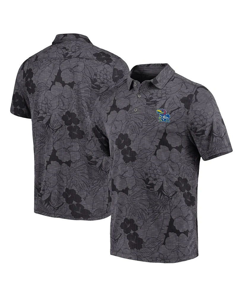 Tommy Bahama Men's Black Kansas Jayhawks Miramar Blooms Polo Shirt
