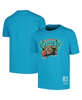 Mitchell & Ness Big Boys and Girls Turquoise Vancouver Grizzlies Hardwood Classics Retro Logo T-Shirt