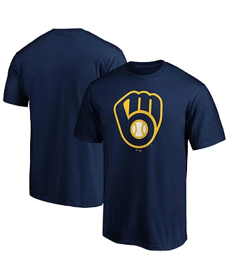 Fanatics Men's Navy Milwaukee Brewers Logo T-Shirt