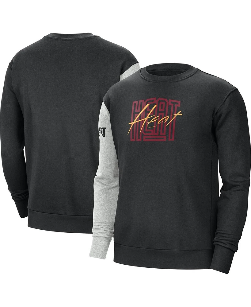 Nike Men's Black/Heather Gray Miami Heat Courtside Versus Force Flight Pullover Sweatshirt