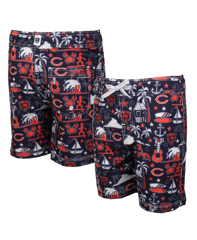 Wes & Willy Big Boys and Girls Navy Chicago Bears Luau Swim Trunks
