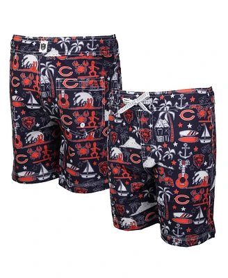 Wes & Willy Big Boys and Girls Navy Chicago Bears Luau Swim Trunks