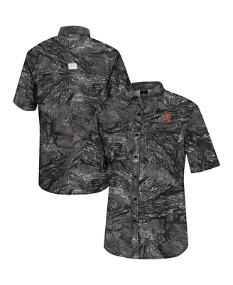 Colosseum Men's Charcoal Maryland Terrapins Realtree Aspect Charter Full-Button Fishing Shirt