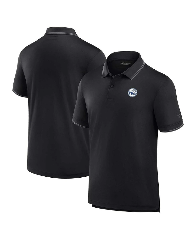 Fanatics Men's Black Philadelphia 76ers Front Office Pique Polo Shirt