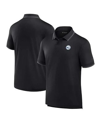 Fanatics Men's Black Philadelphia 76ers Front Office Pique Polo Shirt