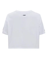 Pro Standard Women's White Carolina Hurricanes Boxy Script Tail Cropped T-Shirt